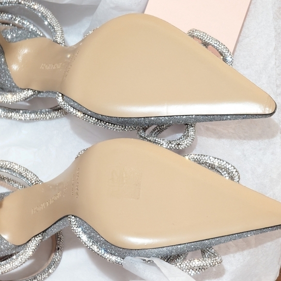 NIB MACH & MACH Double Bow Crystal Glittered Silver Pointed Toe Pump Size 38.5 - Picture 10 of 16